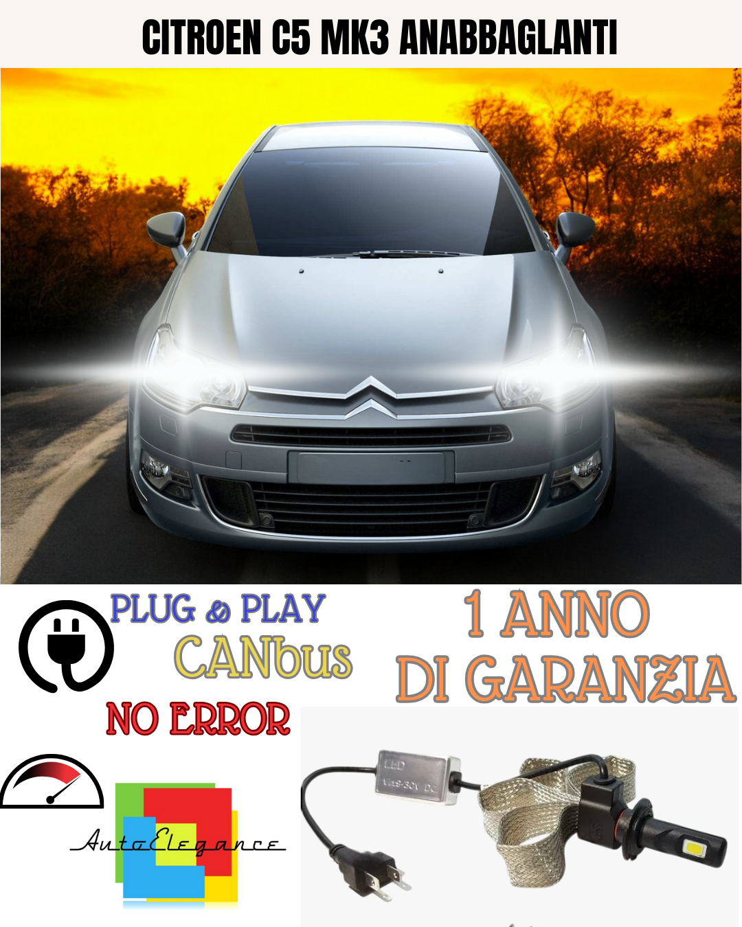 🔥KIT LED CITROEN C5 MK3 H7 6000K BIANCO ANABBAGLIANTI🔥