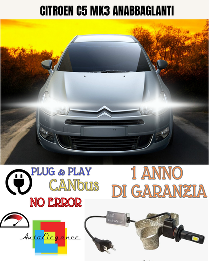 🔥KIT LED CITROEN C5 MK3 H7 6000K BIANCO ANABBAGLIANTI🔥