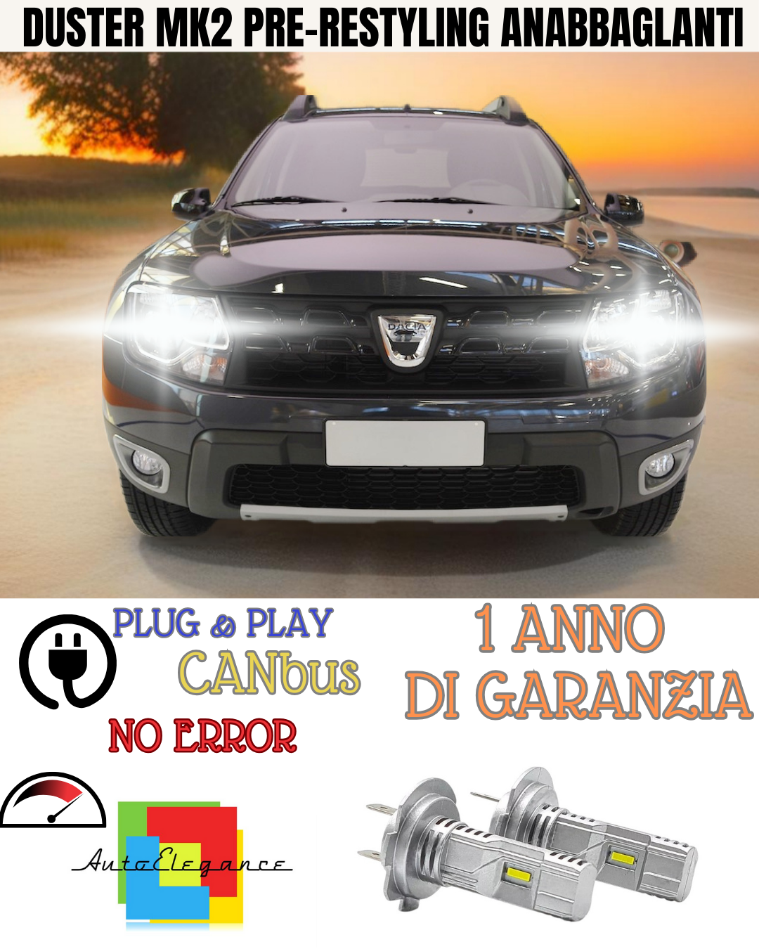 🔥KIT LED DACIA DUSTER MK2 PRE-RESTYLING H7 6000K BIANCO ANABBAGLIANTI 🔥