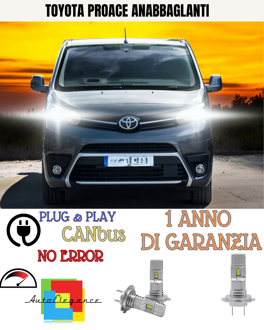 ✨KIT CONVERSIONE LED TOYOTA PROACE CITY ANABBAGLIANTI ABBAGLIANTI✨