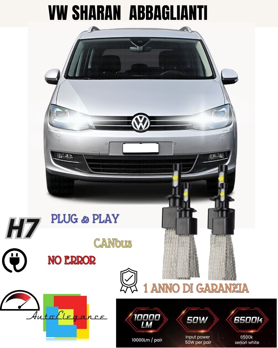 😳😳😳KIT LED H7 CANBUS VW SHARAN 7N 6000K 6400 LUMEN XENON NO ERROR ABBAGLIANTE