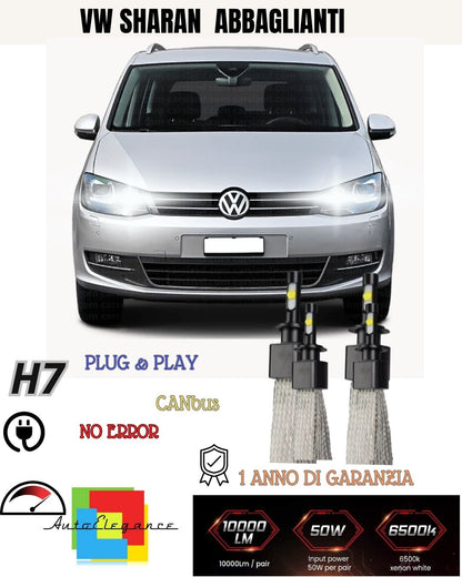 😳😳😳KIT LED H7 CANBUS VW SHARAN 7N 6000K 6400 LUMEN XENON NO ERROR ABBAGLIANTE
