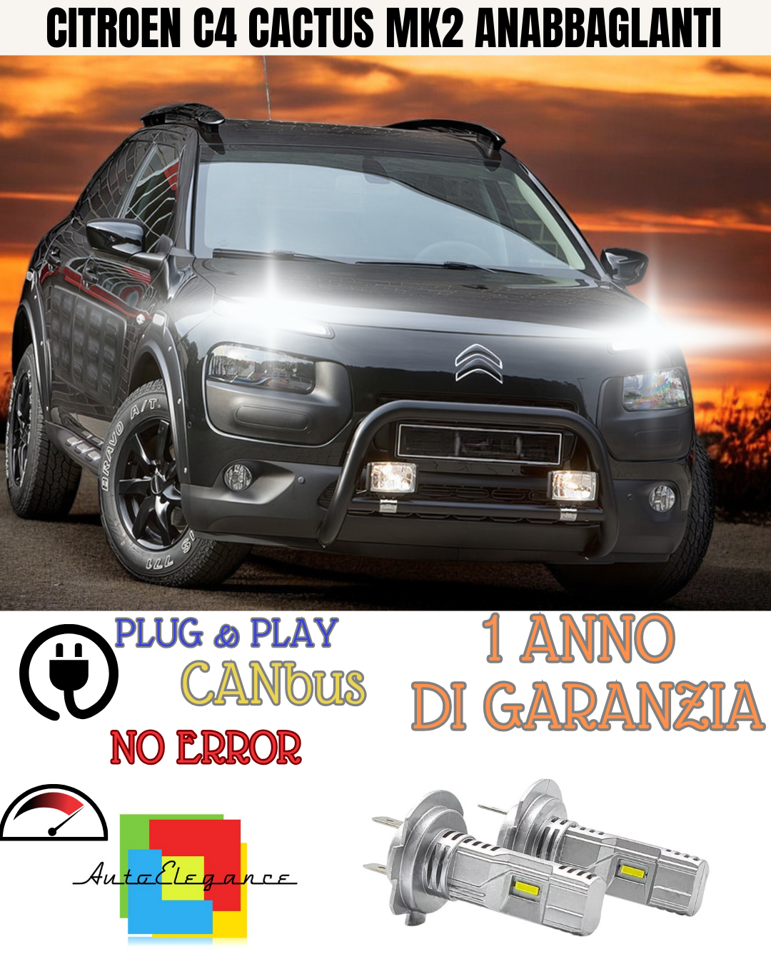 🔥KIT LED CITROEN C4 CACTUS MK2 H7 6000K BIANCO ANABBAGLIANTI 🔥