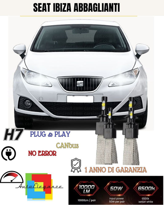 KIT FULL LED SEAT IBIZA V LAMPADE LED H7 6000K XENON ABBAGLIANTI NO AVARIA