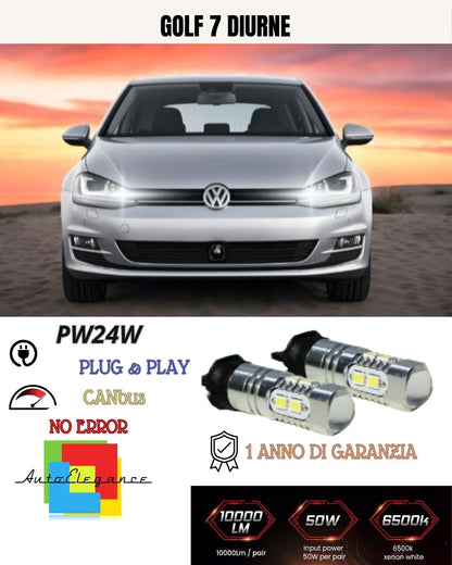 😍 COPPIA LAMPADE DIURNE DRL 10 LED PW24W CANBUS VW GOLF 7 VII 6000K NO ERROR