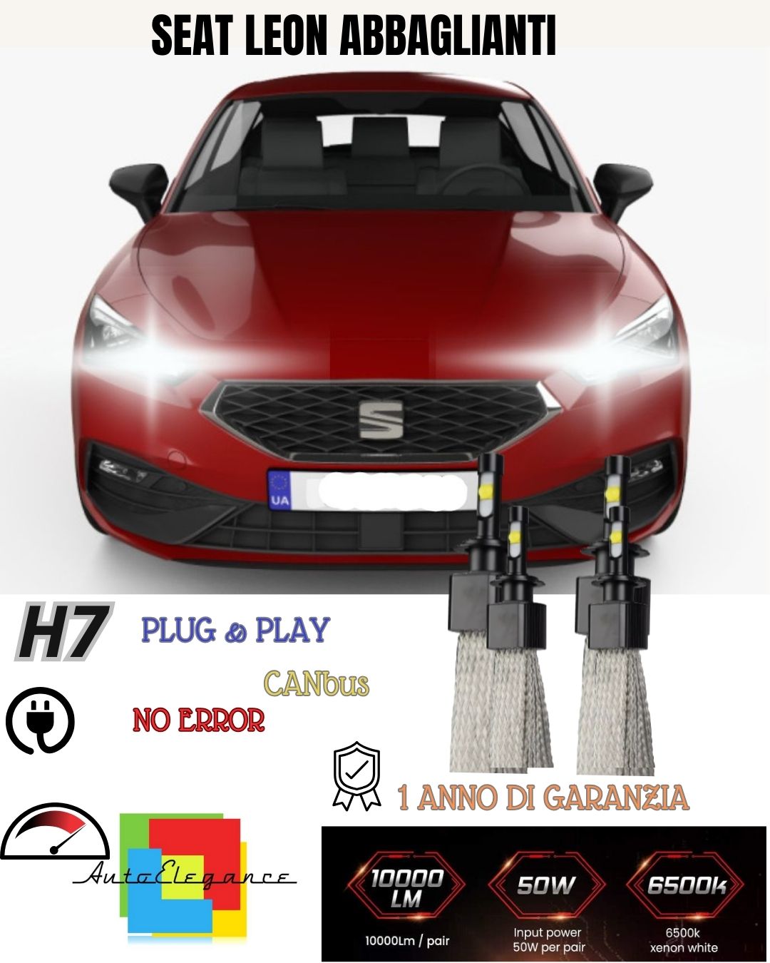 😮😮FULL LED KIT SEAT LEON 5F LED LAMPS H7 6000K XENON HIGH BEAM NO FAILURE😮