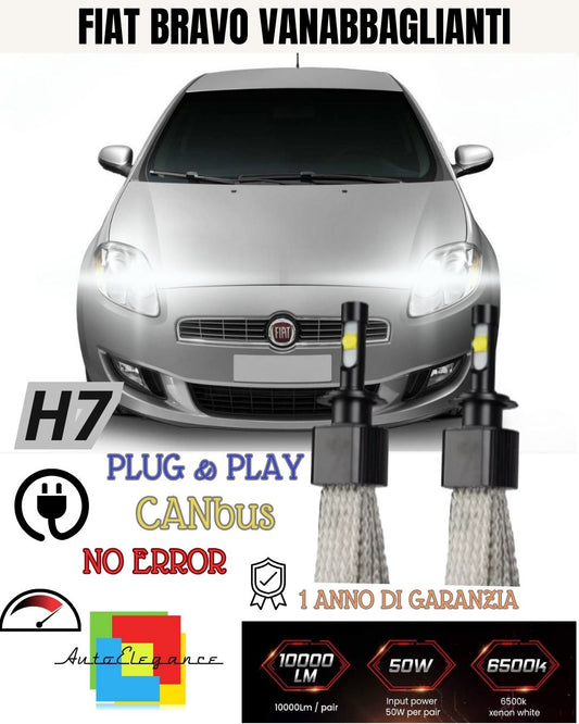COPPIA H1 LED ABBAGLIANTI FIAT BRAVO 6000K CANBUS ACCENSIONE ISTANTANEA NO ERROR