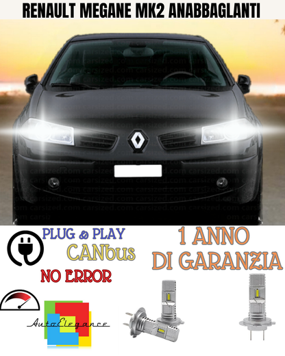 🔥KIT FULL LED RENAULT MEGANE MK2 H7 6000K BIANCO ANABBAGLIANTI 🔥