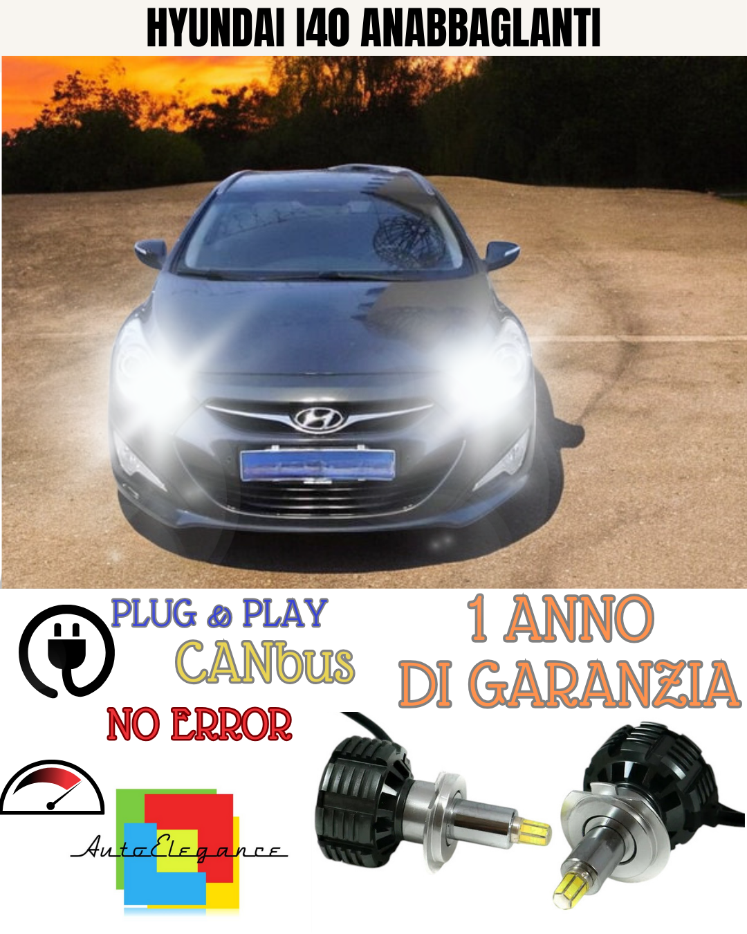 🔥KIT FULL LED ANABBAGLIANTI H7 6000K LED CANBUS PER LENTICOLARI360HYUNDAI I40🔥