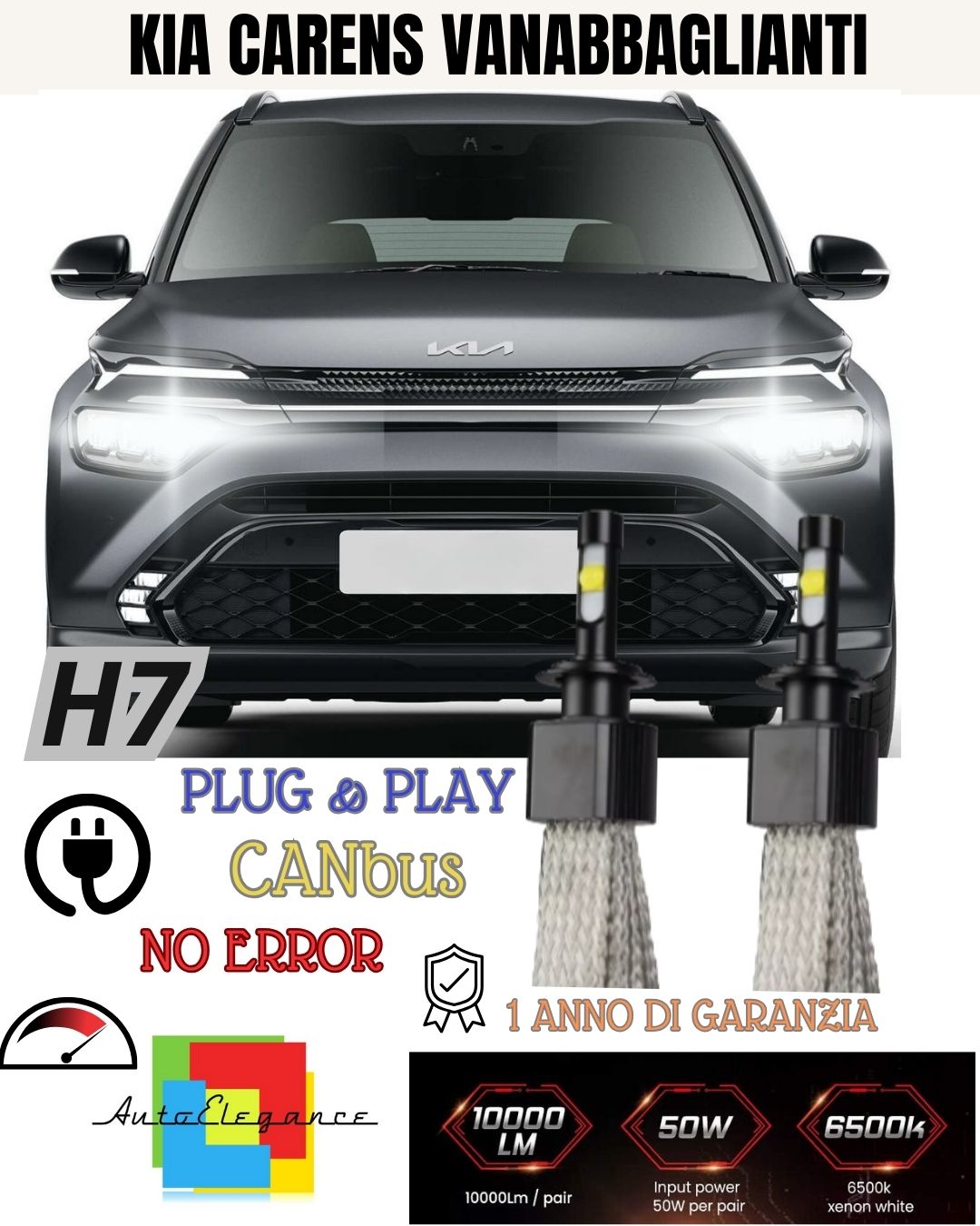 FULL LED KIT KIA CARENS IV LED LAMPS H7 6000K XENON HIGH BEAM NO FAILURE 
