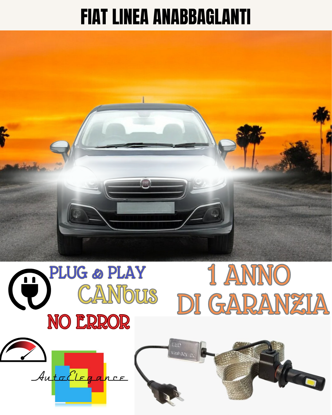 🔥KIT LED FIAT LINEA H7 6000K BIANCO ANABBAGLIANTI🔥