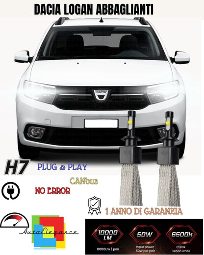 KIT LED 6400 LUMEN DACIA LOGAN MK2 ABBAGLIANTI ABBAGLIANTE H1 6000K BIANCO