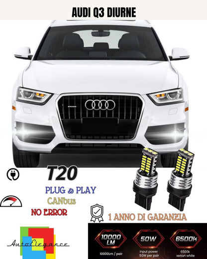 😍😍COPPIA LUCI DIURNE DRL 15 LED T20 CANBUS AUDI Q3 6000K 100% NO AVARIA LUCI😍