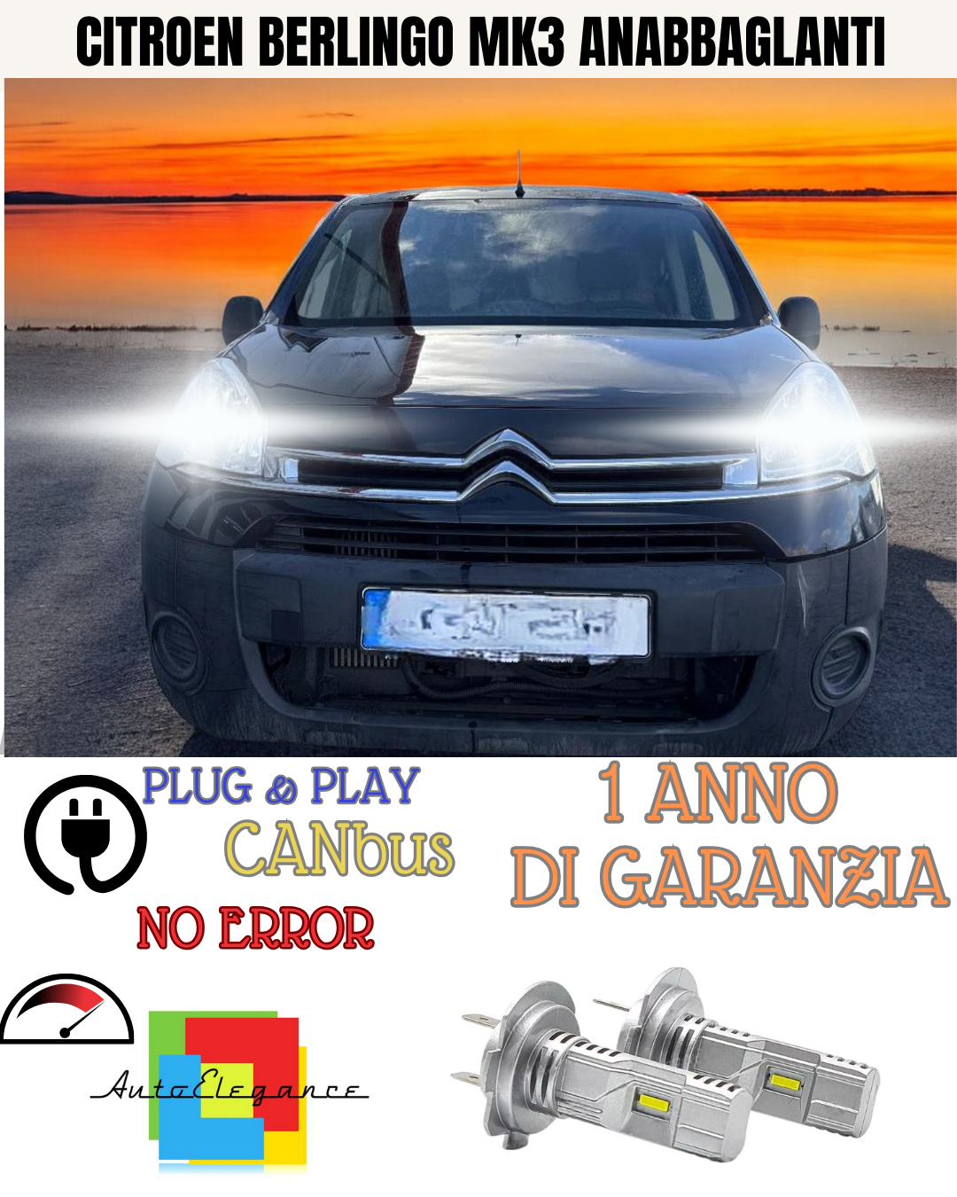 ⭐KIT LED CITROEN BERLINGO MK3 H7 6000K BIANCO ANABBAGLIANTI ⭐
