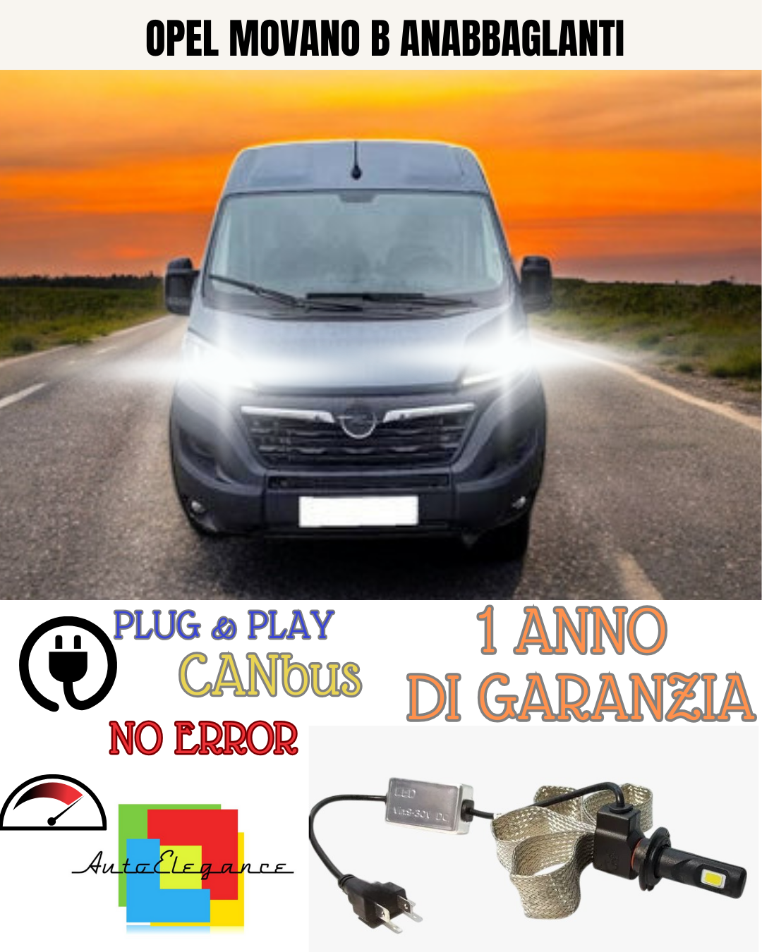 🔥KIT LED  OPEL MOVANO B H7 6400 LUMEN 6000K BIANCO ANABBAGLIANTI🔥