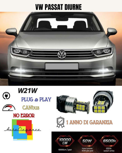 😍PAIR OF DAYTIME LIGHTS DRL 24 LED T20 W21W CANBUS🥰 VW PASSAT 3G B8 6000K NO ERROR 