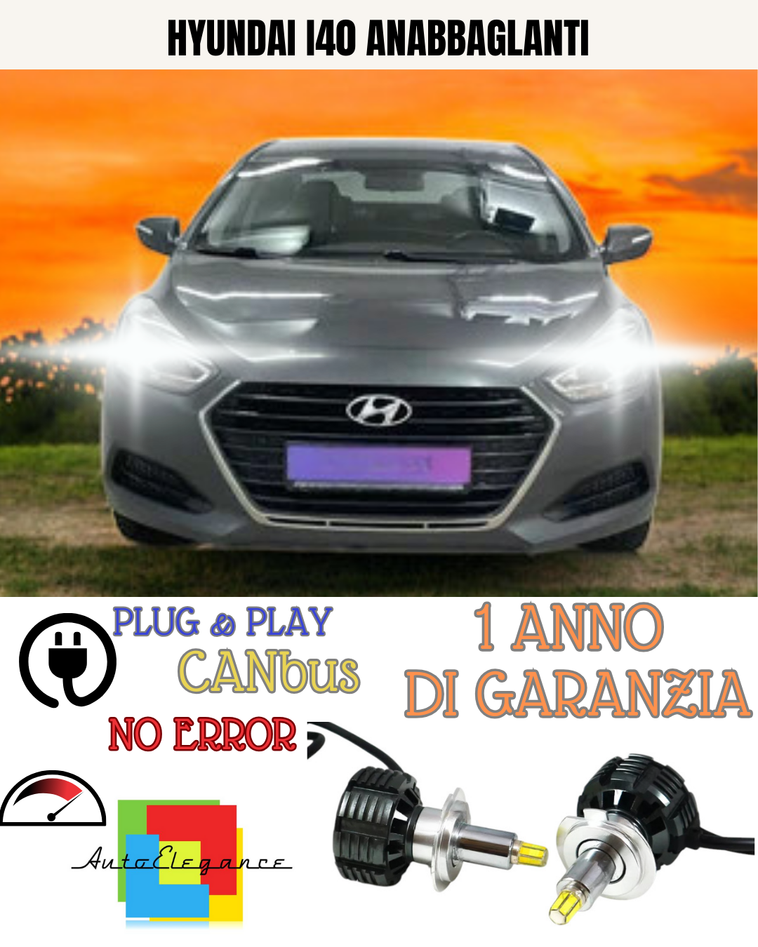 🔥KIT LED HYUNDAI I40 H7 9600 LUMEN 6000K BIANCO ANABBAGLIANTI🔥