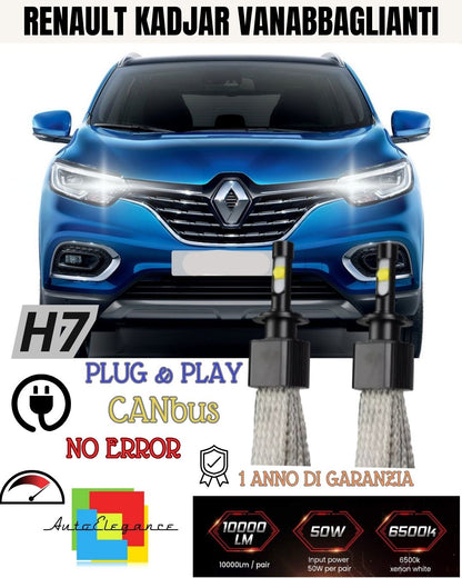 🔥🔥KIT LED H7 RENAULT KADJAR 6000K XENON NO AVARIA ABBAGLIANTI 6400 LUMEN🔥🔥🔥