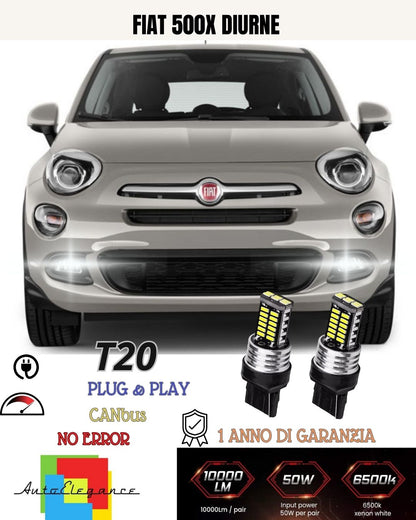 😍😍COPPIA LUCI DIURNE DRL 15 LED T20 W21W FIAT 500X❤️❤️LAMPADINE 6000K CANBUS❤️