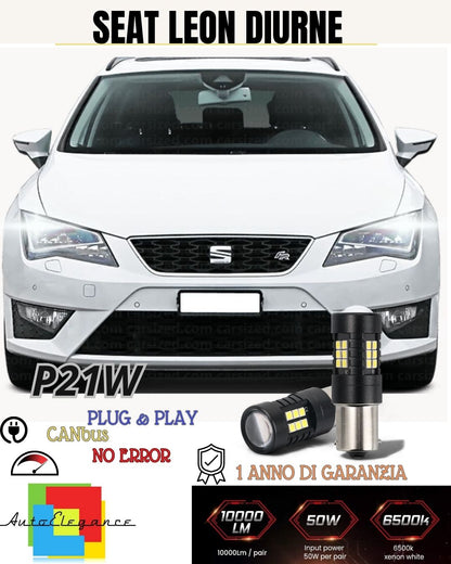 ❤️‍🔥COPPIA LUCI DIURNE DRL 15 LED P21W BA15S CANBUS SEAT LEON 5F 6000K NO ERROR