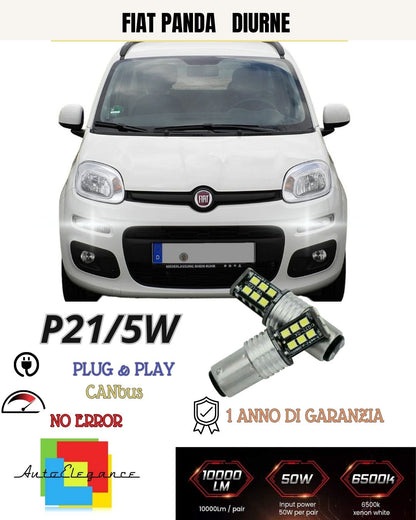 😍COPPIA LAMPADE DIURNE POSIZIONE DRL 24 LED BAY15D CANBUS😍FIAT PANDA 3° 6000K