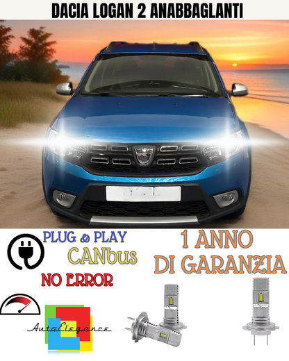 🔥KIT FULL LED DACIA LOGAN 2 6000K BIANCO ANABBAGLIANTI 🔥