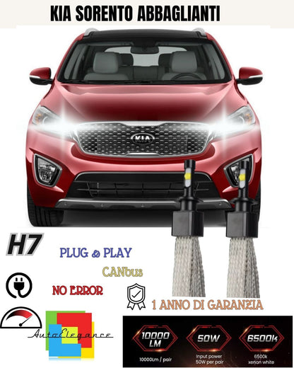 😳KIT FULL LED KIA SORENTO MK2 LAMPADE LED H7 6000K XENON ABBAGLIANTI NO AVARIA