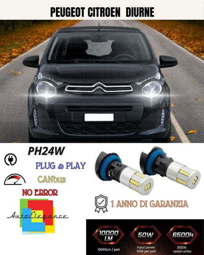 🥰 COPPIA LUCI DIURNE DRL 34 LED PH24W CANBUS😍 PEUGEOT CITROEN C5 MK2 6000K😍