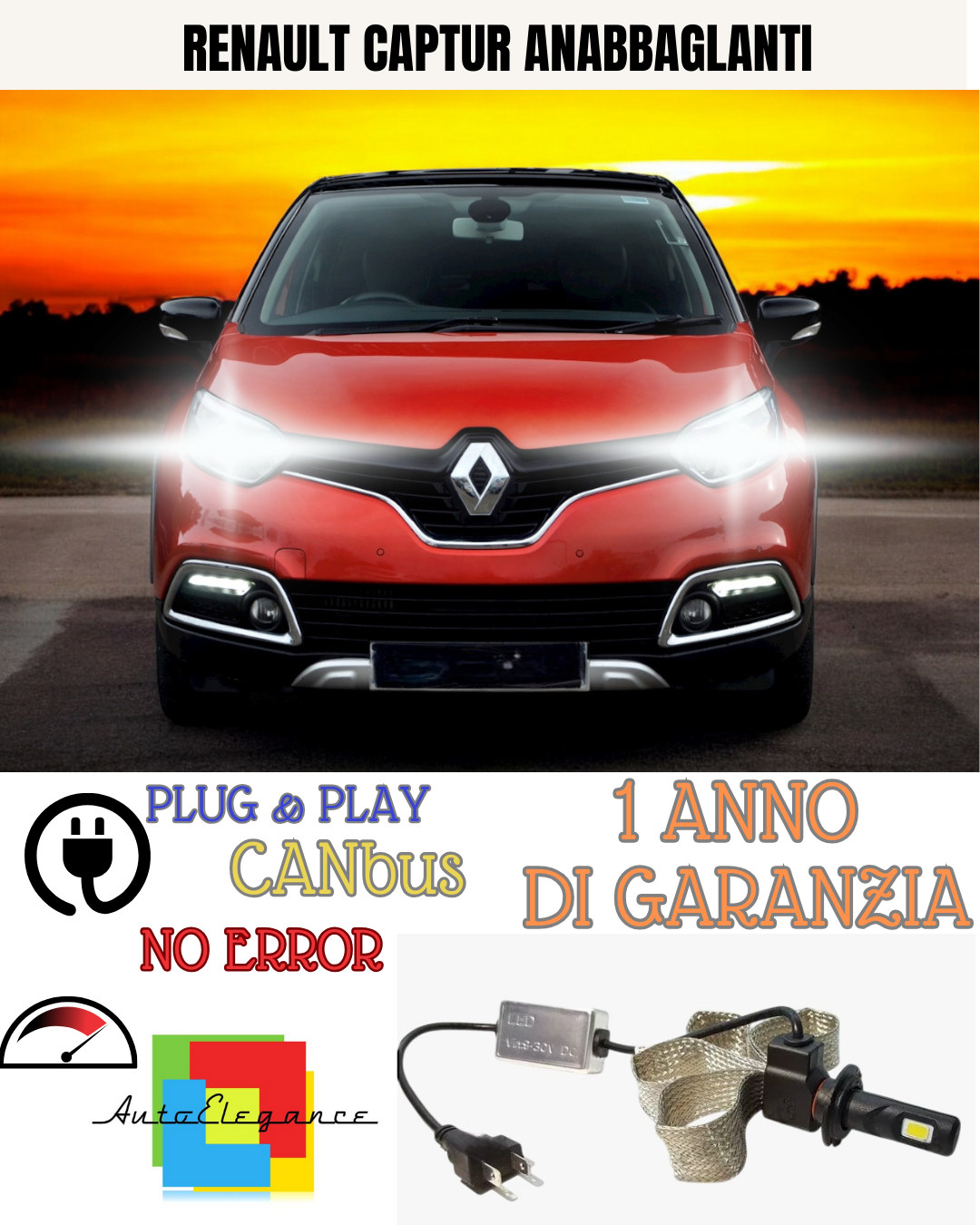 ✨KIT LED RENAULT CAPTUR H1 6000K BIANCO ANABBAGLIANTI✨