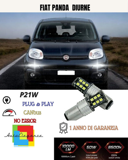 😍COPPIA LUCI DIURNE DRL 15 LED P21W BAY15D CANBUS🥰 FIAT PANDA 3° 6000K🥰
