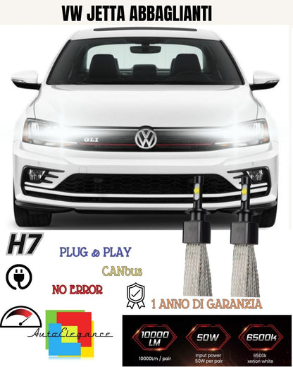 🤭KIT FULL LED H7 CANBUS VOLKSWAGEN JETTA VI 6000K BIANCO 6400 LUMEN ABBAGLIANTI