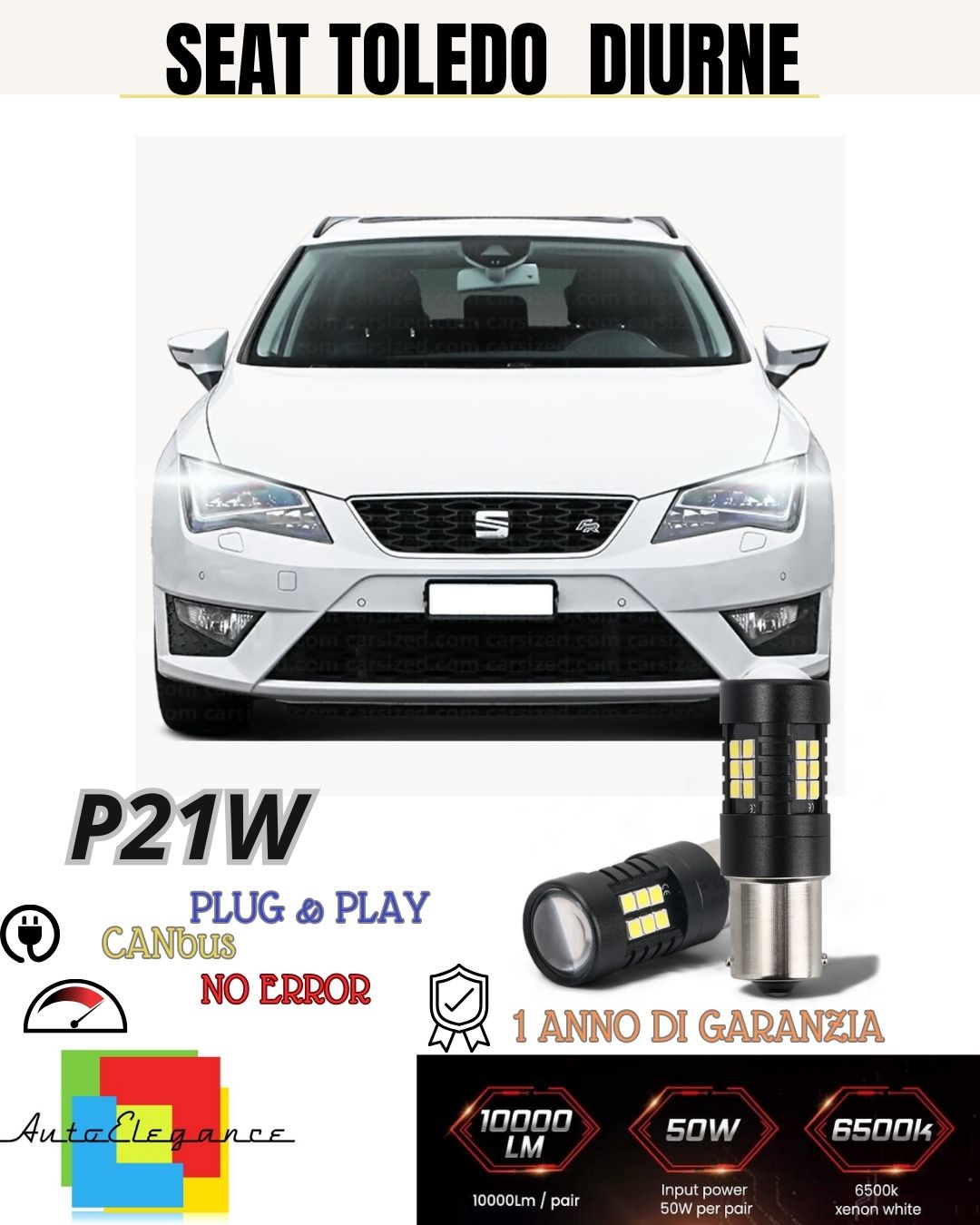 😍PAIR OF DAYTIME LIGHTS DRL 15 LED P21W BA15S CANBUS SEAT TOLEDO IV 6000K NO ERROR 
