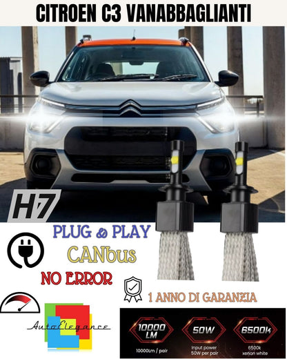 😵😵KIT LED H7 CITROEN C3 AIRCROSS ABBAGLIANTE ACCENSIONE RAPIDA 6400 LM XENON😵