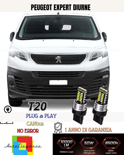 😍😍COPPIA LUCI DIURNE DRL 15 LED T20 CANBUS❤️PEUGEOT EXPERT❤️MK3 6000K 100%😍
