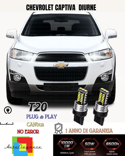 ❤️❤️COPPIA LUCI DIURNE DRL 10 LED CREE T20 ❤️CHEVROLET CAPTIVA RESTYLING 6000K❤️