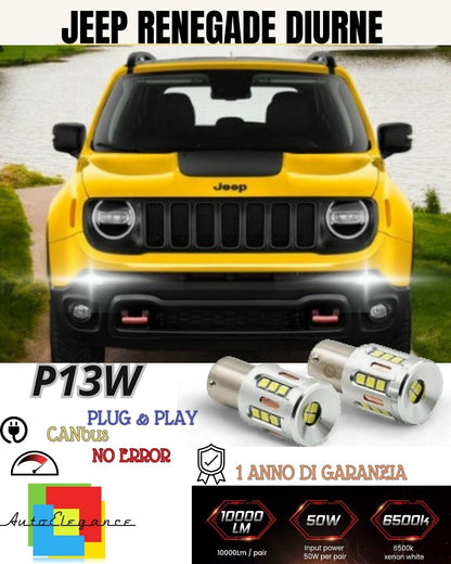 COPPIA LUCI DIURNE DRL 22 LED P21W CANBUS ❤️JEEP RENEGADE DAL 2019+ 6000K BIANCO