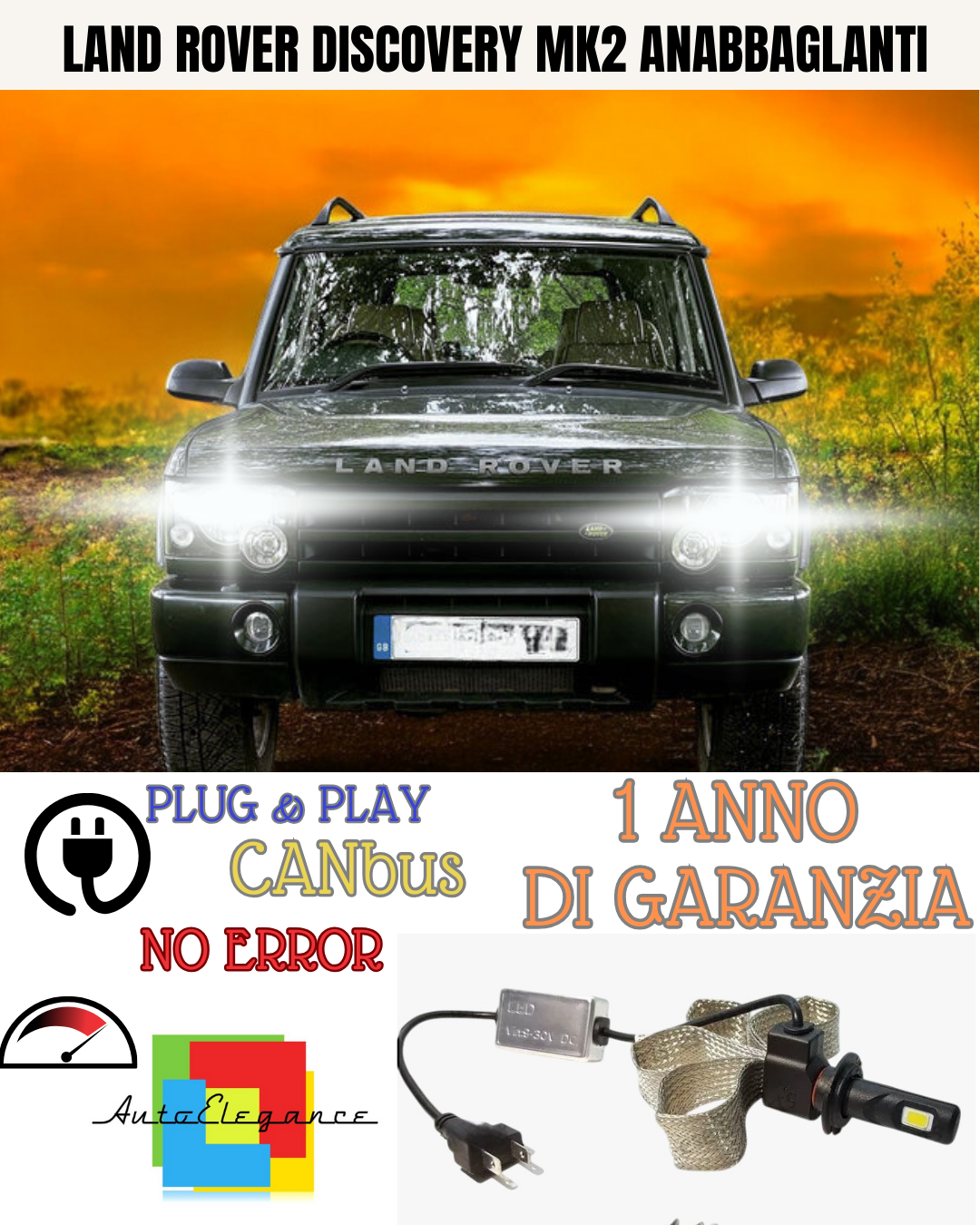 🔥KIT LED LAND ROVER DISCOVERY MK2 H7 6000K BIANCO  ANABBAGLIANTI🔥