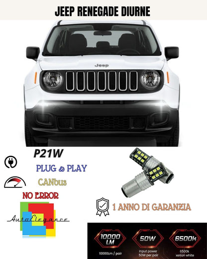 🥰COPPIA LUCI DIURNE DRL 15 LED P21W BA15S🥰CANBUS JEEP RENEGADE MY2019 6000K🥰
