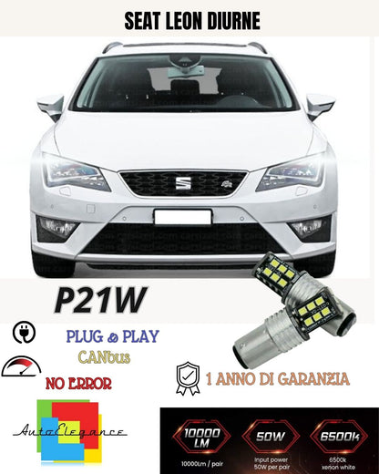 ❤️‍🔥❤️‍🔥COPPIA LUCI DIURNE DRL 15 LED P21W BA15S❤️CANBUS SEAT LEON 5F 6000K❤️‍