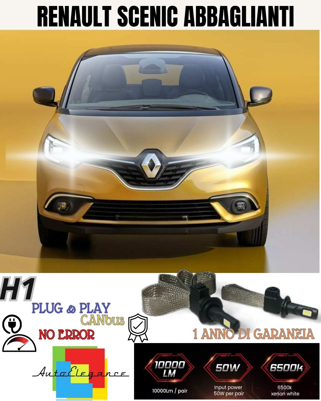 😍😍KIT LED H7 RENAULT SCENIC 4 IV 6000K XENON NO AVARIA ABBAGLIANTI 6400 LUMEN