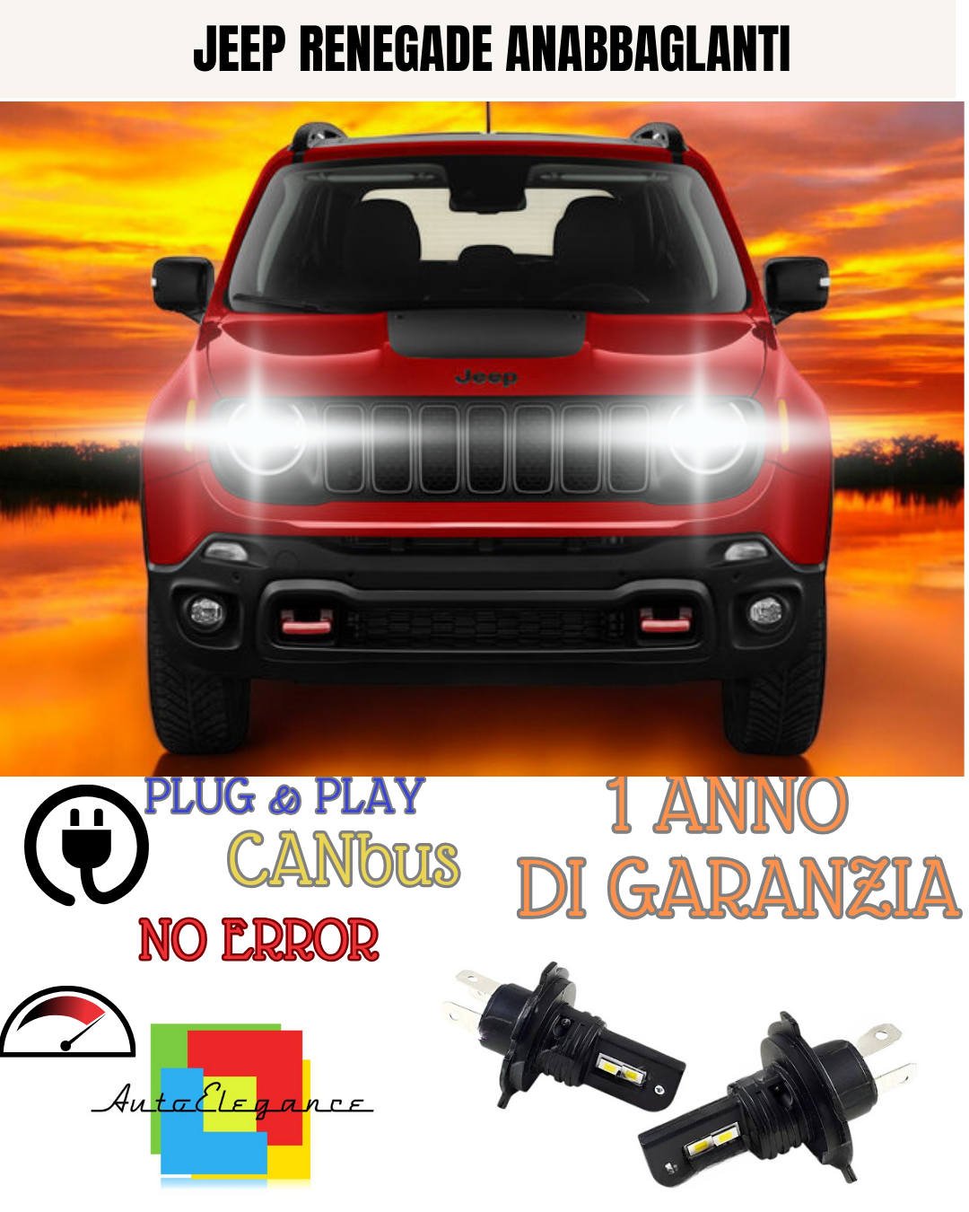 ✨KIT LED JEEP RENEGADE H4 6000K  8000 LUMEN  ANABBAGLIANTI ABBAGLIANTI ✨