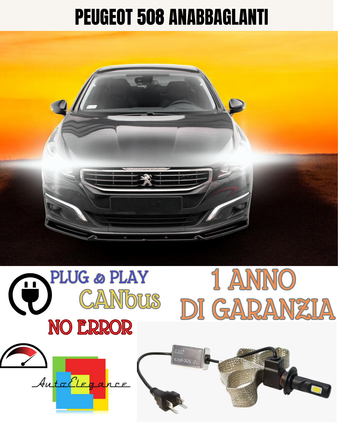 🔥KIT LED  PEUGEOT 508 H7 6000K  6400 BIANCO ANABBAGLIANTI🔥