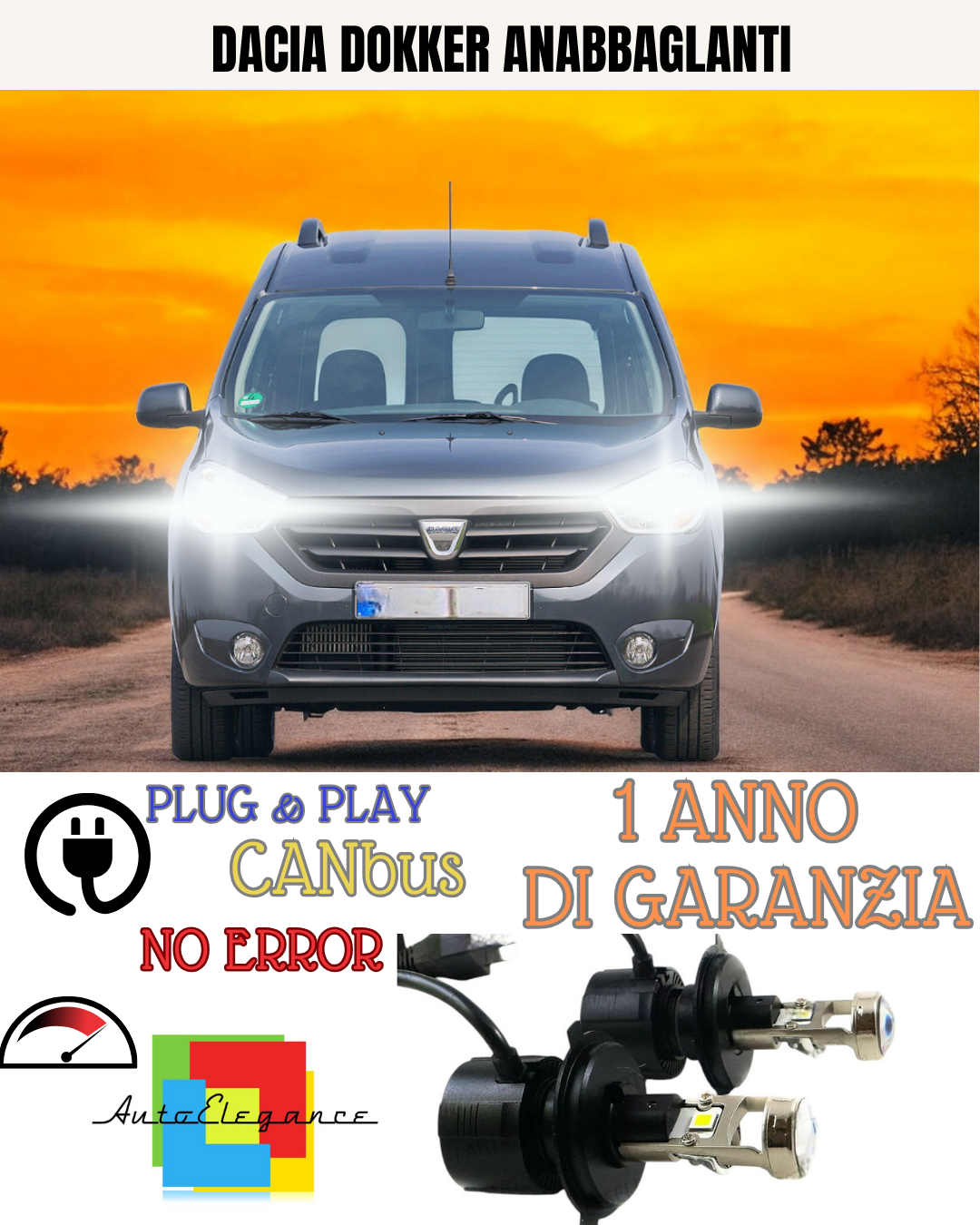 🔥KIT BI-LED H4 DACIA DOKKER 18000 6000K ANABBAGLIANTI🔥