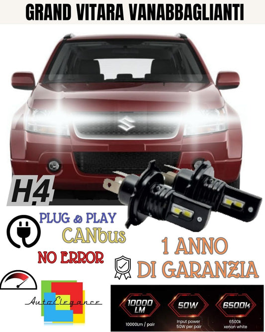 KIT H4 A LED PER SUZUKI GRAND VITARA LAMPADE LED H4 6000K XENON BIANCO NO AVARIA