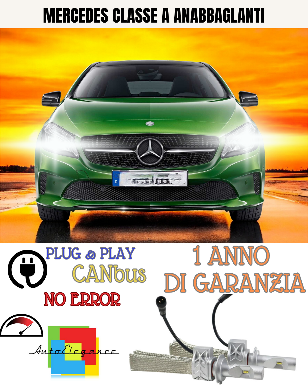 🔥KIT LED MERCEDES CLASSE A H7 6500K 8000 LUMEN  ANABBAGLIANTI🔥