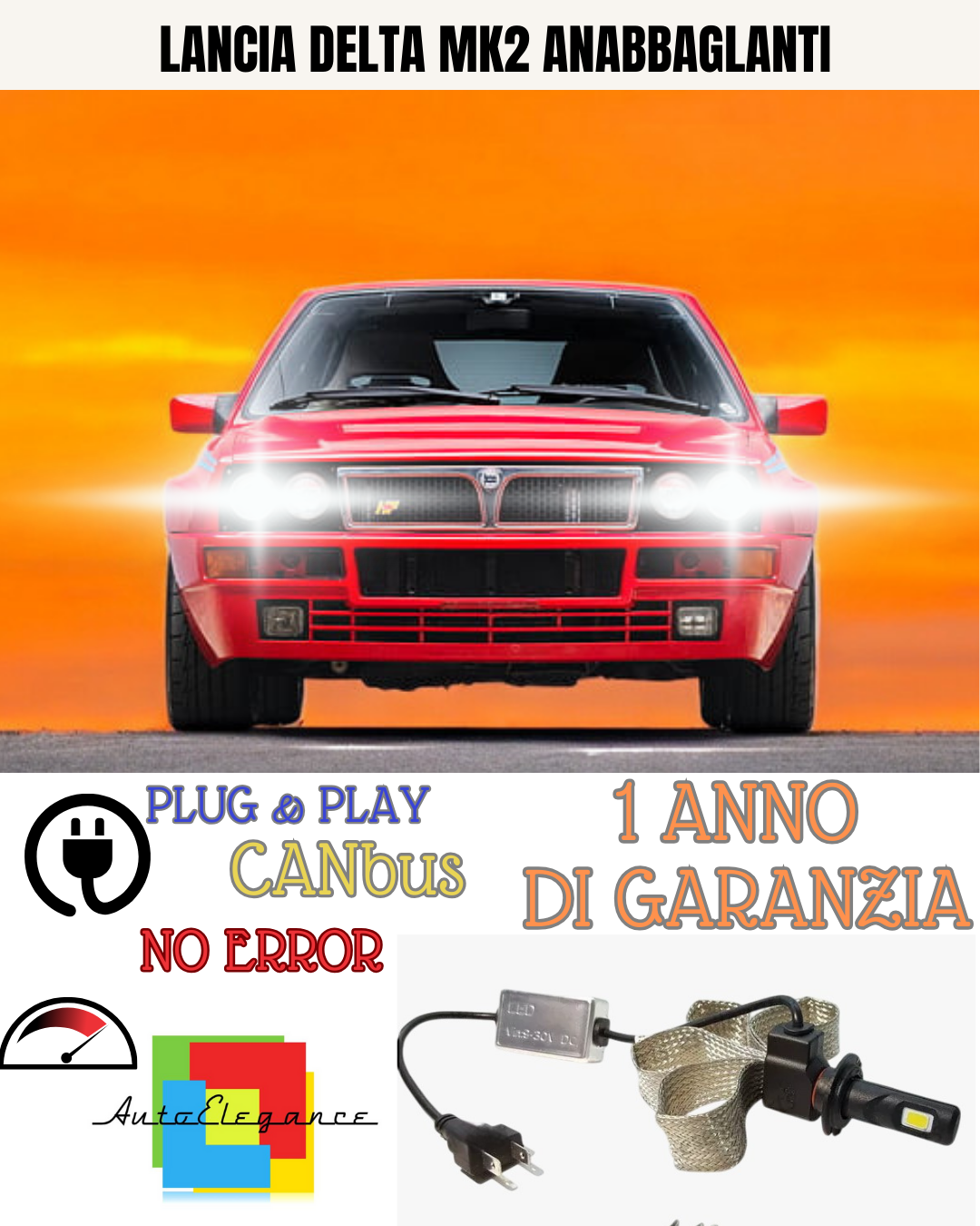 🔥KIT LED LANCIA DELTA MK2 H1 6000K BIANCO 6400 LUMEN ANABBAGLIANTI🔥