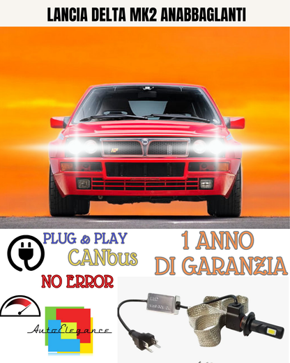 🔥KIT LED LANCIA DELTA MK2 H1 6000K BIANCO 6400 LUMEN ANABBAGLIANTI🔥