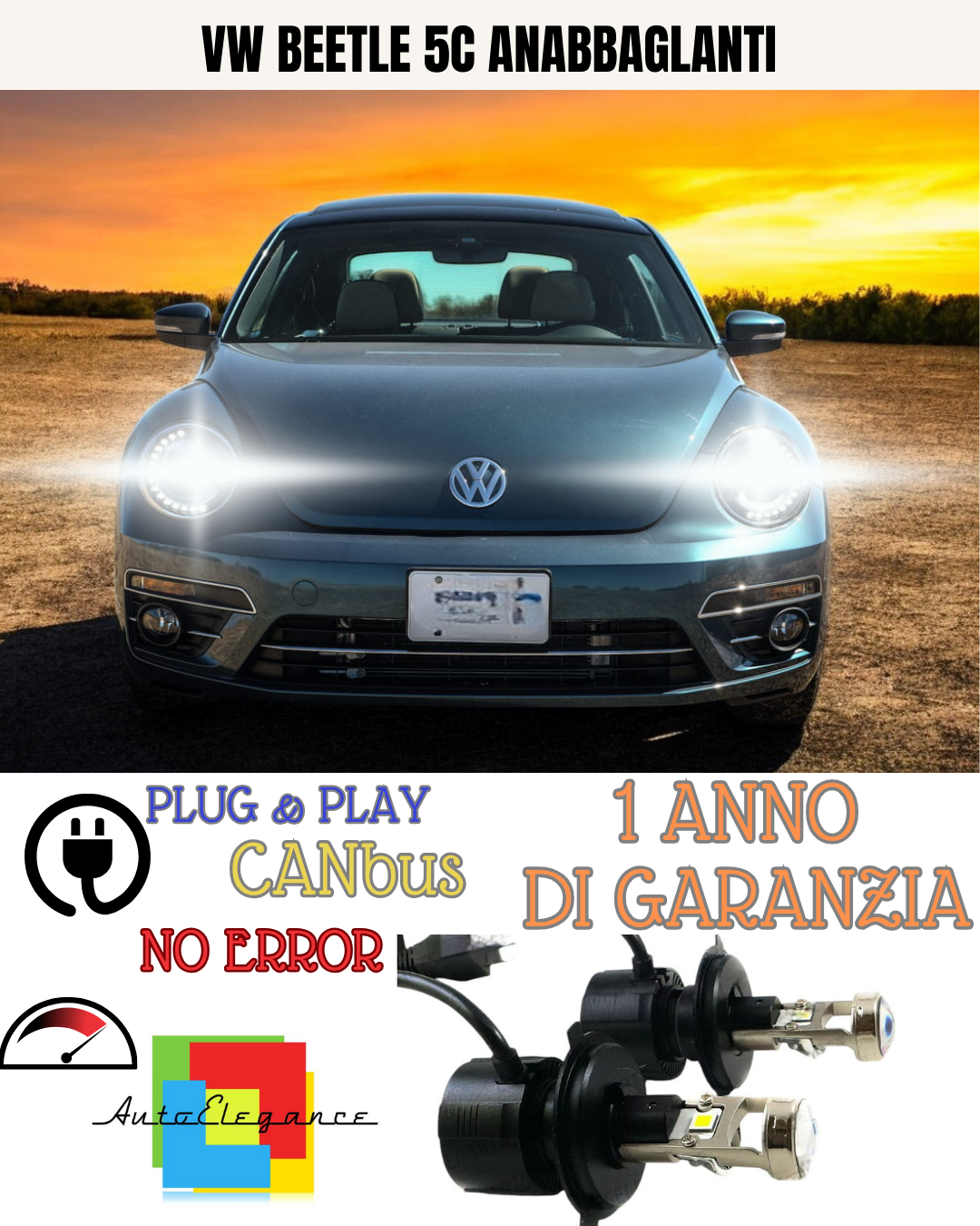 🔥KIT BI-LED H4 VW BEETLE 5C 18000 6000K ANABBAGLIANTI🔥