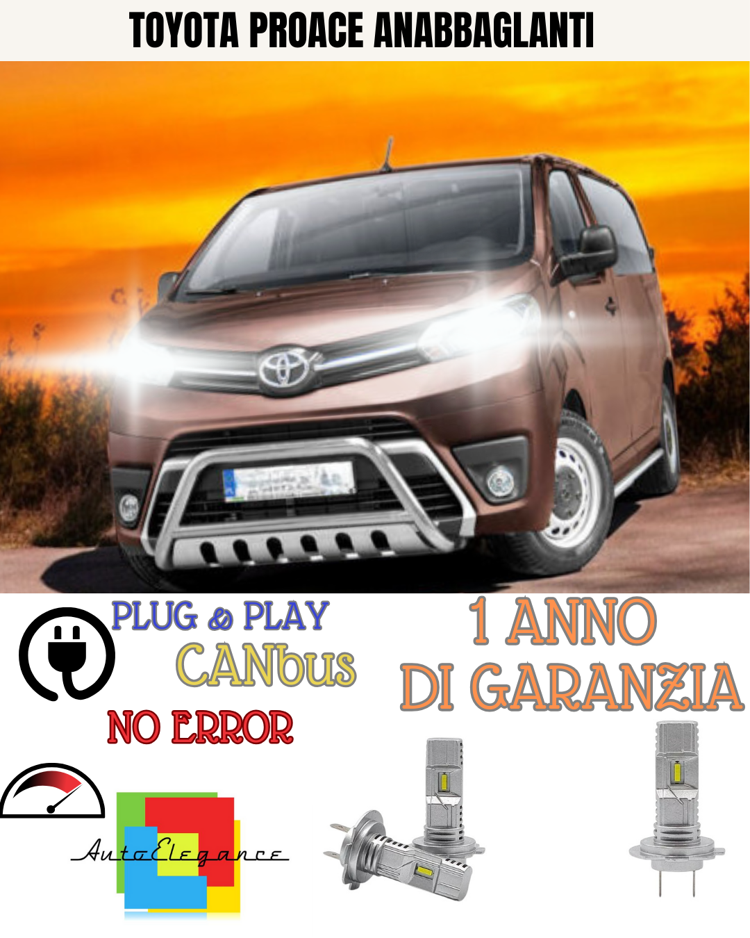 ✨CONVERSIONE LED TOYOTA PROACE 6000K BIANCO ANABBAGLIANTE + ABBAGLIANTE✨