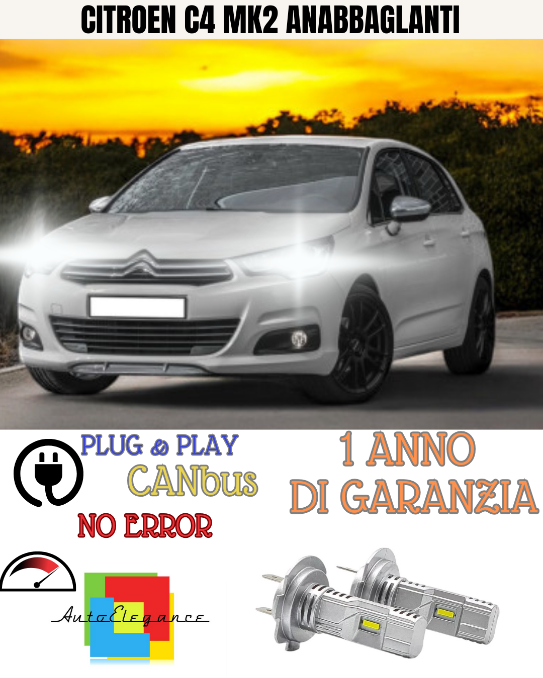 🔥KIT LED CITROEN C4 MK2 H7 6000K BIANCO ANABBAGLIANTI 🔥